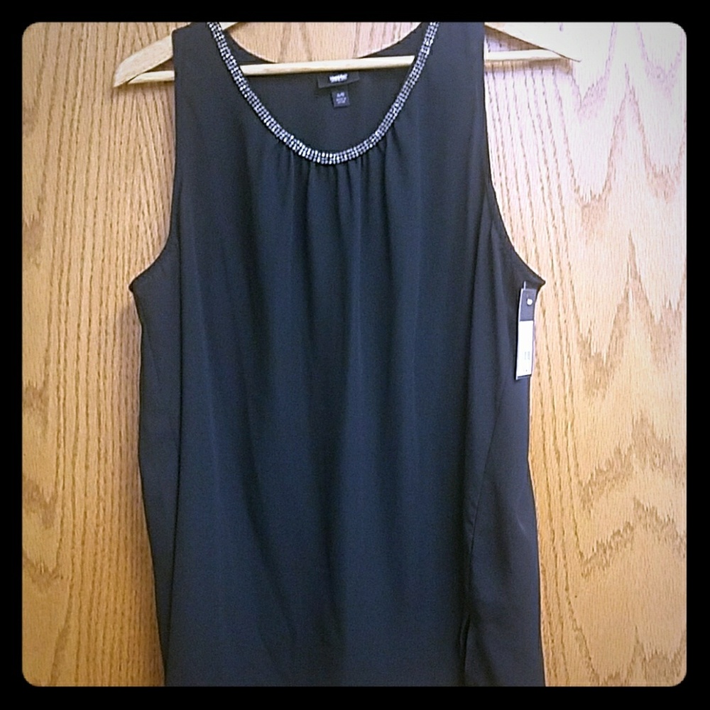 NWT Black dressy top w/Bling. Sz:XL (16)